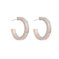 Cubic Zirconia Micro Pave Brass Earring Letter C plated micro pave cubic zirconia & for woman nickel lead & cadmium free Sold By Pair