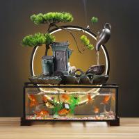 Resin Aquarium Fountain Ornament plated for home and office & durable & with LED light Sold By PC