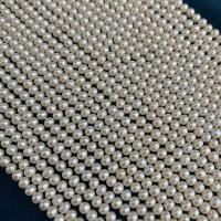 Runde ferskvandskulturperle Beads, Ferskvandsperle, du kan DIY, hvid, 4-5mm, Solgt Per 38 cm Strand