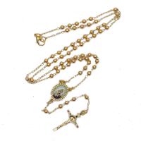 Rosary Necklace, Brass, Crucifix Cross, Unisex, mixed colors, 3mm, Length:45 cm, Sold By PC