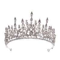 Bridal Tiaras, Tibetan Style, plated, for woman & with rhinestone, silver color, 80x150mm, Sold By PC