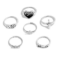 Zestaw pierścieni stopowych cynku, Stop cynku, 6 sztuk & biżuteria moda & dla kobiety & emalia, oryginalny kolor, sprzedane przez Ustaw