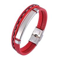 PU Leather Cord Bracelets with 304 Stainless Steel Vacuum Ion Plating fashion jewelry & multilayer Sold By PC