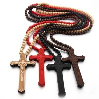 Rosary Necklace, Hemu Beads, Cross, Unisex, more colors for choice, 8mm, 60x107x10mm, Sold Per Approx 35.43 Inch Strand