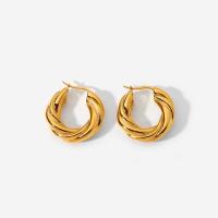 Stainless Steel Huggie Hoop Earring 18K gold plated fashion jewelry & for woman 26.10mm Sold By Pair