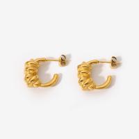 Stainless Steel Stud Earrings, Letter C, 18K gold plated, fashion jewelry & for woman, 11.52mm, 7.06mm, Sold By Pair