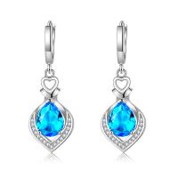 Cubic Zirconia Micro Pave Sterling Silver Earring 925 Sterling Silver Heart micro pave cubic zirconia & for woman & with rhinestone & hollow Sold By Pair