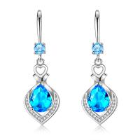 925 Sterling Silver Drop &  Dangle Earrings Heart for woman & with cubic zirconia & with rhinestone Sold By Pair