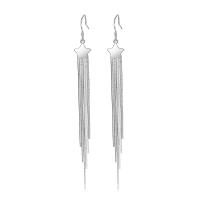Fashion Fringe Earrings, 925 Sterling Silver, Star, fashion jewelry & for woman, 10.50x95mm, Sold By Pair