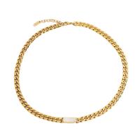 Stainless Steel Jewelry Necklace with 1.57inch extender chain 18K gold plated & curb chain & for woman 7.24mm Sold Per Approx 16.53 Inch Strand