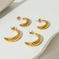 Stainless Steel Stud Earrings, Horn, 18K gold plated, different size for choice & for woman, Sold By Pair