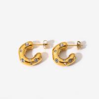 Edelstahl Ohrringe, 18K vergoldet, Micro pave Zirkonia & für Frau, 18.2mm, 5.35mm, verkauft von Paar