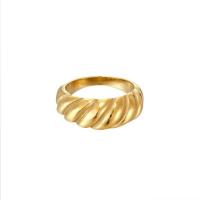 خاتم إصبع الفولاذ المقاوم للصدأ, 18K الذهب مطلي, حجم مختلفة للاختيار & للمرأة, حجم:6-8, تباع بواسطة PC