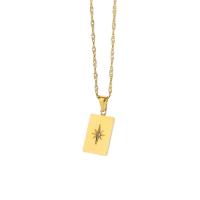 Stainless Steel Jewelry Necklace, with 2inch extender chain, Rectangle, 18K gold plated, Twisted Piece Chain & fashion jewelry & for woman, 11.70x17.80mm, Sold Per Approx 16 Inch Strand