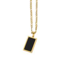 Stainless Steel Jewelry Necklace, with Gemstone & Shell, Rectangle, 18K gold plated, Twisted Piece Chain & different styles for choice & for woman, 14.90x22.50mm, Sold Per Approx 16 Inch Strand