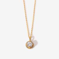 Stainless Steel Jewelry Necklace with 1.96inch extender chain Round 18K gold plated oval chain & for woman & with cubic zirconia 10.16mm Sold Per Approx 16.14 Inch Strand
