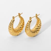 Stainless Steel Hoop Earring gold color plated fashion jewelry & for woman 9.33mm Sold By Pair