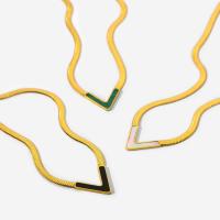 Edelstahl Schmuck Halskette, mit Edelstein, 18K vergoldet, Schlangekette & verschiedene Stile für Wahl & für Frau, 19.60mm, verkauft per ca. 15.74 ZollInch Strang