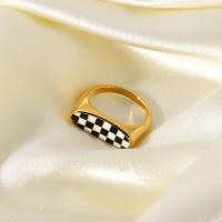 Enamel Stainless Steel Finger Ring 18K gold plated  & for woman US Ring Sold By PC