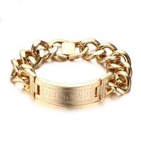 Stainless Steel Jewelry Bracelet, gold color plated, for man, 20mm, Length:9.06 Inch, Sold By PC