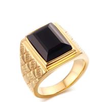 Rhinestone Stainless Steel Finger Ring, with Agate, gold color plated, Unisex & different size for choice, more colors for choice, 18mm, Sold By PC