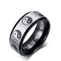 acciaio inox anello, lucido, Tai Ji & formato differente per scelta & per l'uomo, 8mm, Venduto da PC
