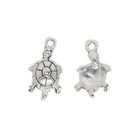 Tibetan Style Animal Pendants, Turtle, plated, silver color, 23x12x6mm, 100PCs/Bag, Sold By Bag