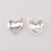 Tibetan Style Heart Pendants, plated, silver color, 21x19x4.80mm, 100PCs/Bag, Sold By Bag