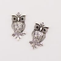 Tibetan Style Animal Pendants, Owl, plated, silver color, 29x16x3mm, 100PCs/Bag, Sold By Bag