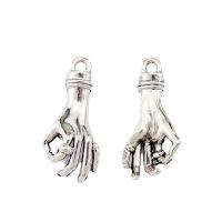 Tibetan Style Hand Pendants, plated, silver color, 26x12x5mm, 100PCs/Bag, Sold By Bag