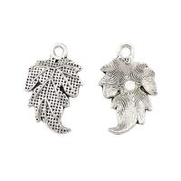 Tibetan Style Leaf Pendants, plated, silver color, 20x13x1.50mm, 100PCs/Bag, Sold By Bag