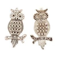 Tibetan Style Animal Pendants, Owl, plated, silver color, 67x35x8mm, 100PCs/Bag, Sold By Bag