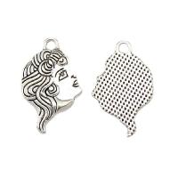 Tibetan Style Pendants, Face, plated, silver color, 24x15x2mm, 100PCs/Bag, Sold By Bag