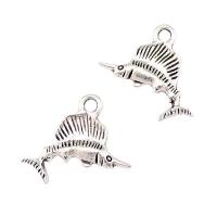 Tibetan Style Animal Pendants, Fish, plated, silver color, 21x16x2.50mm, 100PCs/Bag, Sold By Bag