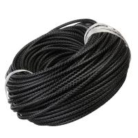 Cuerdas de Cuero, cordón de cuero, hecho a mano, Negro, 5mm, 2m/Bolsa, Vendido por Bolsa