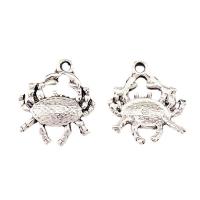 Tibetan Style Animal Pendants, Crab, plated, silver color, 18x15x2.50mm, 100PCs/Bag, Sold By Bag