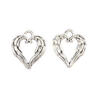 Tibetan Style Heart Pendants, plated, silver color, 19x17x1.80mm, 100PCs/Bag, Sold By Bag