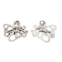 Tibetan Style Animal Pendants, Octopus, plated, silver color, 20x24x2.50mm, 100PCs/Bag, Sold By Bag