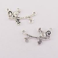 Animal Tibetan Style Connector, Squirrel, plated, silver color, 23x14x2.50mm, 100PCs/Bag, Sold By Bag