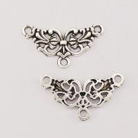 Tibetan Style Connector, plated, 1/2 loop, silver color, 26x15x2mm, 100PCs/Bag, Sold By Bag