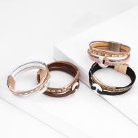 Bracelets cordon PU, alliage de zinc, avec cuir PU, bijoux de mode & pour femme & avec strass, plus de couleurs à choisir, Vendu par PC