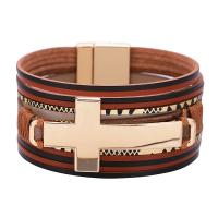 PU Leather Cord Bracelets with Zinc Alloy fashion jewelry & for woman Sold By PC