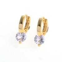 Messing Huggie Hoop Earring, 14K vergulde, mode sieraden & voor vrouw & met strass, gouden, 16x12mm, Verkocht door pair