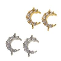 Mässing smycken Connector, Månen, 14K guldpläterad, mode smycken & för kvinna & med strass, fler färger för val, 18x12x4mm, Säljs av PC