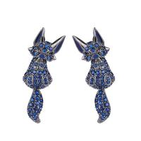 Cubic Zirconia Micro Pave Brass Earring, Fox, plated, micro pave cubic zirconia & for woman, more colors for choice, nickel, lead & cadmium free, 12x40mm, Sold By Pair