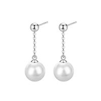 925 Sterling Silver Drop &  Dangle Earrings with Shell Pearl Round & for woman Sold By Pair