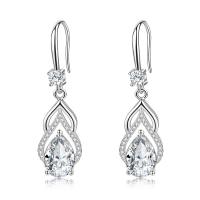 Cubic Zirconia Micro Pave Sterling Silver Earring 925 Sterling Silver Teardrop plated micro pave cubic zirconia & for woman & hollow Sold By Pair
