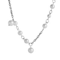 Nerezová ocel šperky náhrdelník, Nerez, s Plastové Pearl, s 1.96inch extender řetězce, unisex & oválný řetězu, 10mm, Prodáno za Cca 19.68 inch Strand