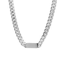 Stainless Steel Jewelry Necklace, with 1.96inch extender chain, Rectangle, Twisted Piece Chain & Unisex, 17x7mm, Sold Per Approx 14.56 Inch Strand