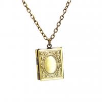 Fashion Locket Necklace Brass Book antique brass color plated Unisex & oval chain nickel lead & cadmium free Sold Per Approx 19.68 Inch Strand
